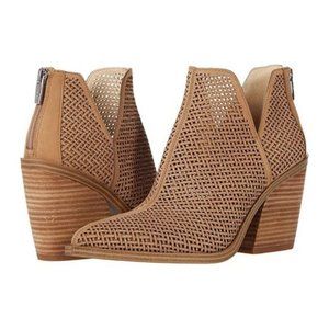 Vince Camuto Gibbela Woven Leather Booties in Tortilla Taupe